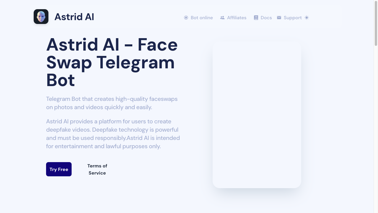 Astrid AI - FaceSwaps Telegram Bot